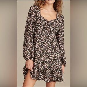 Lucky Brand Black Floral Long Sleeve Dress
